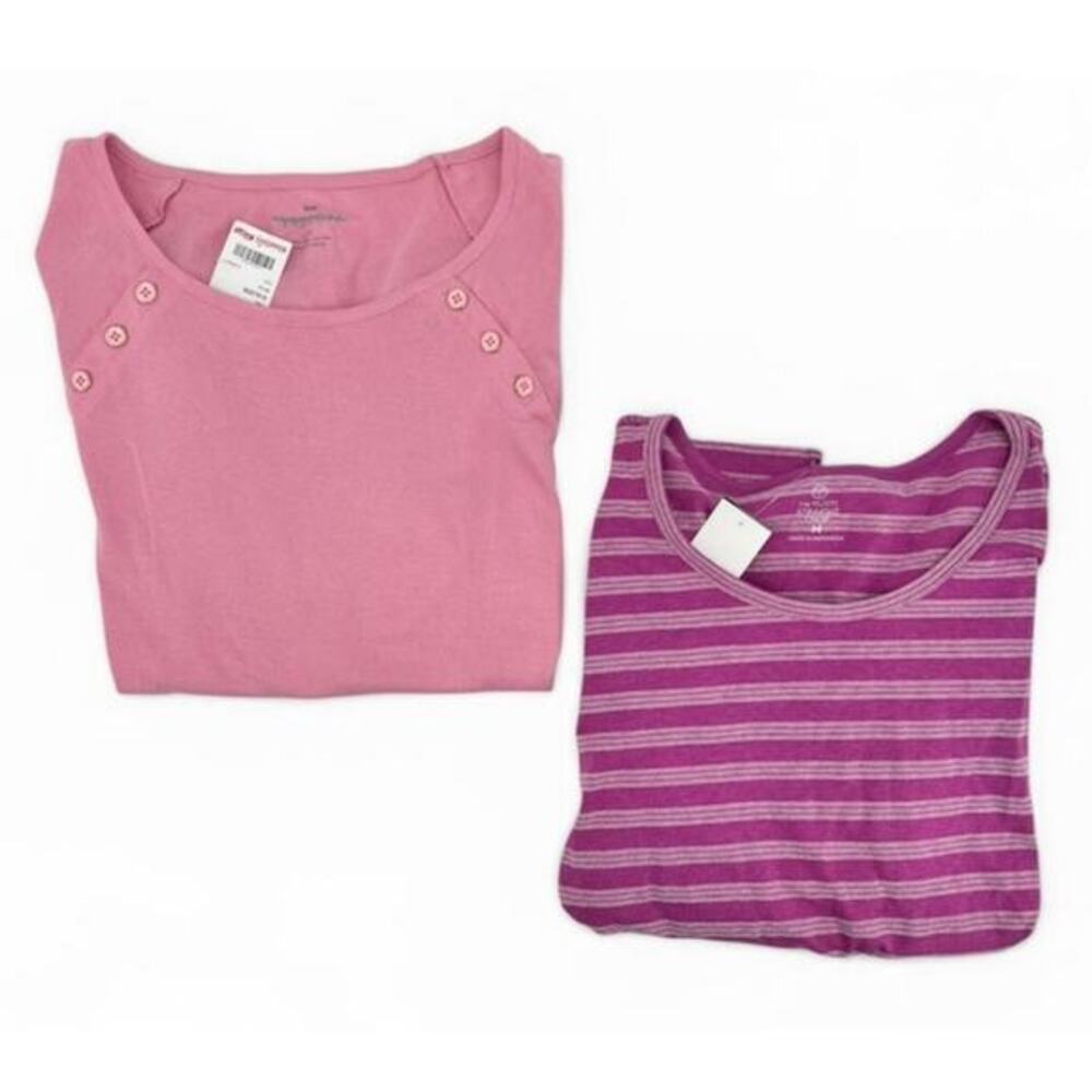 Talbots blouse t-shirts bundle pink button & purple striped tops casual medium